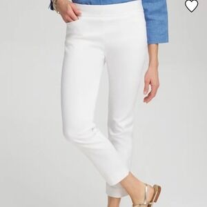 Chicos Brigitte Womens White Capri Pants Straight Leg Stretch W27 Waist 4R